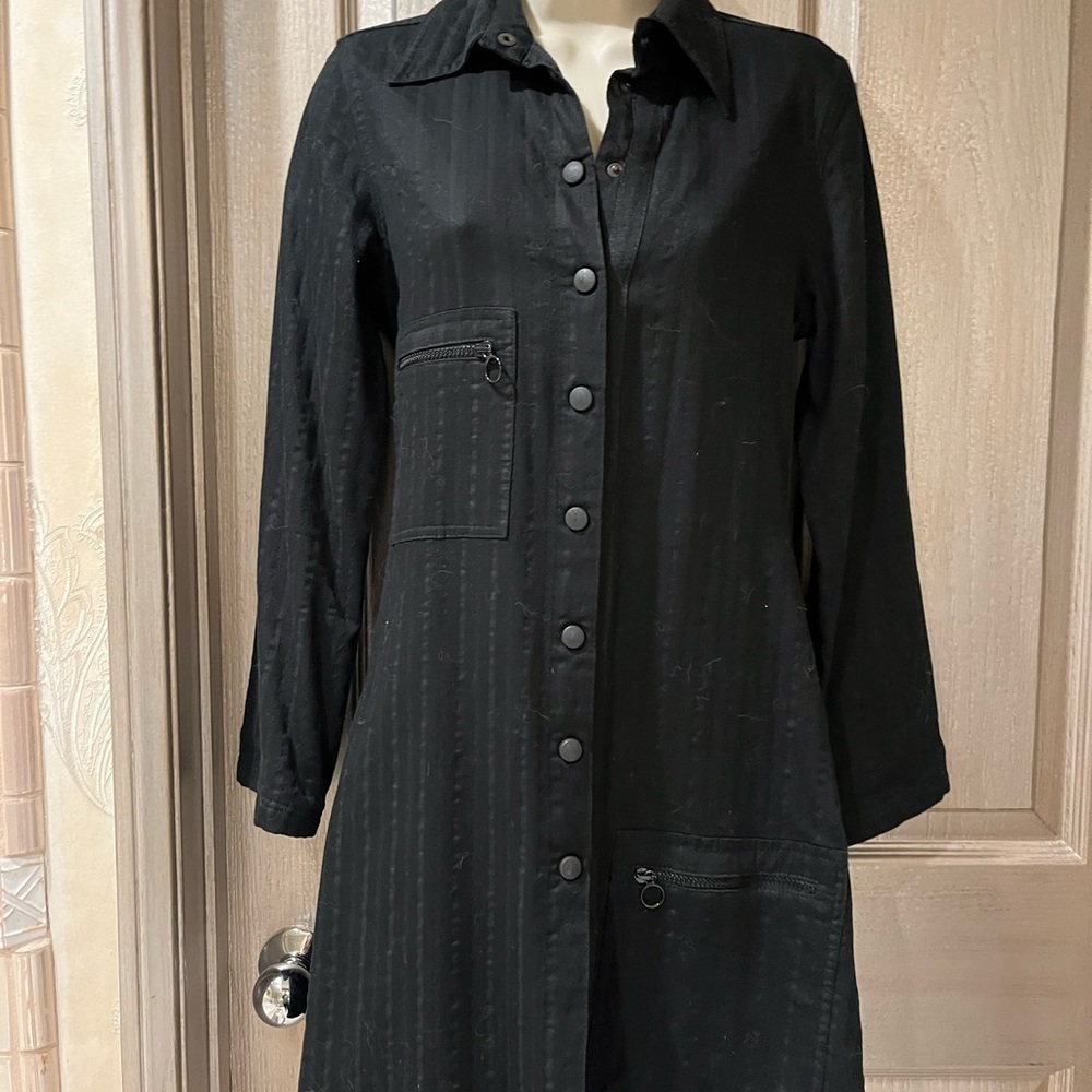 Cop.Copine Techwear Utility Dress/ Jack - Black Fabric with Silver Accent